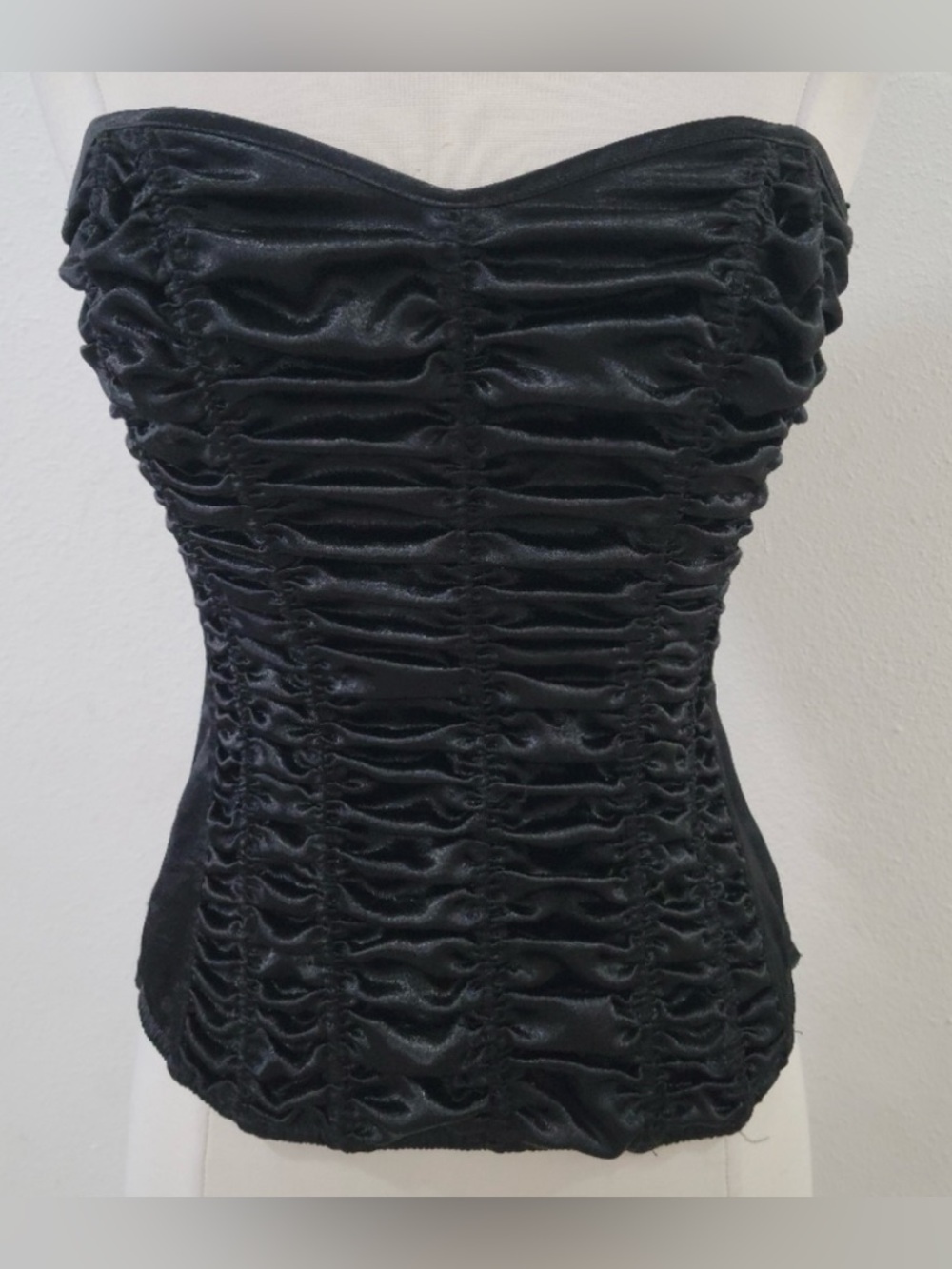 Shirley of Hollywood Black Ruched Strapless Top corset